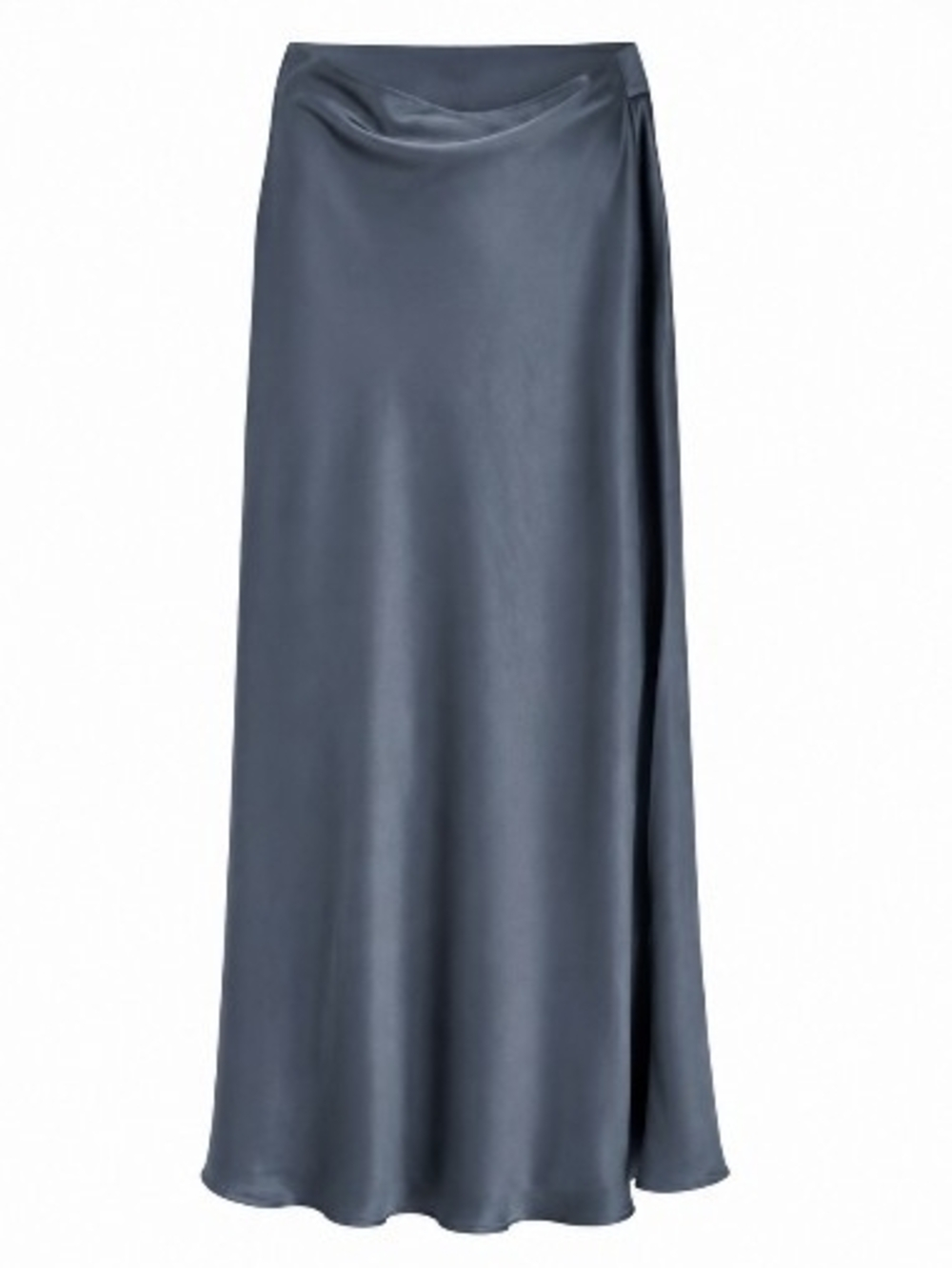 Satin Slip Maxi Skirt in Slate Blue